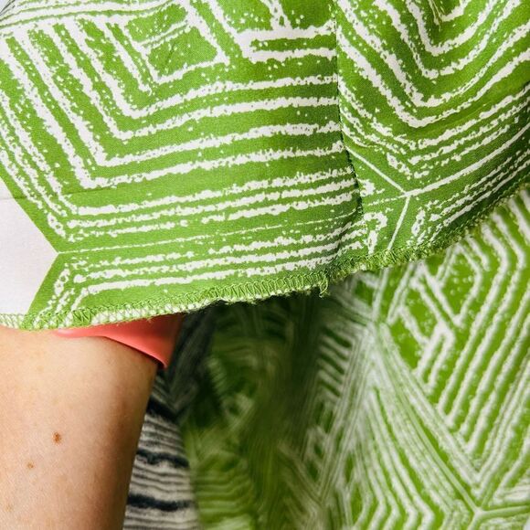 Banana Republic Silk Green Cream Black Aztec Print Tank Dress - Picture 2 of 9